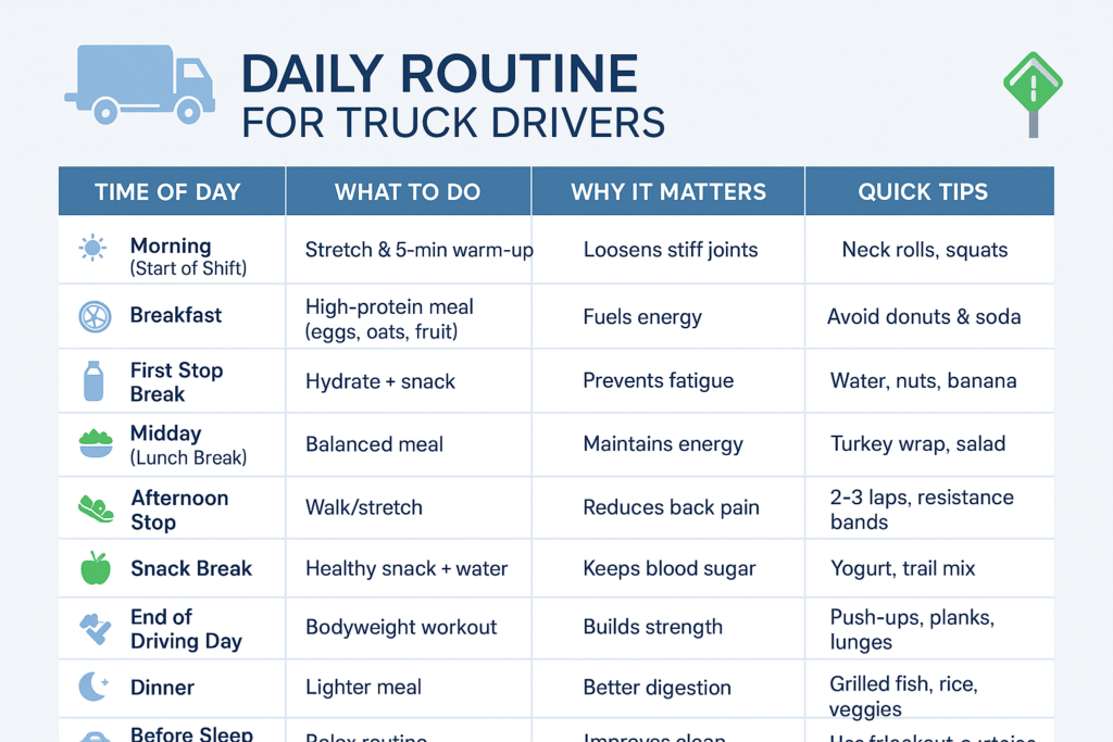 Daily Diet and health routine for truck driver
