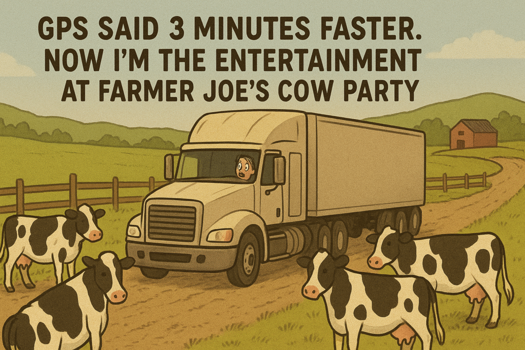 Truck Stuck at the Cow Party meme